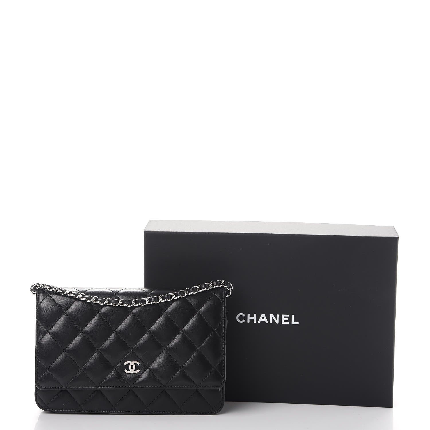 Chanel Lambskin Quilted Wallet On Chain WOC Black 15 of 15