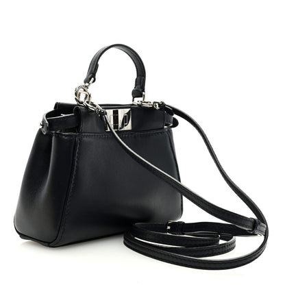 Fendi Shiny Nappa Botanic Garden Embroidered Micro Peekaboo Iconic Satchel Ocean Arancio 3 of 9