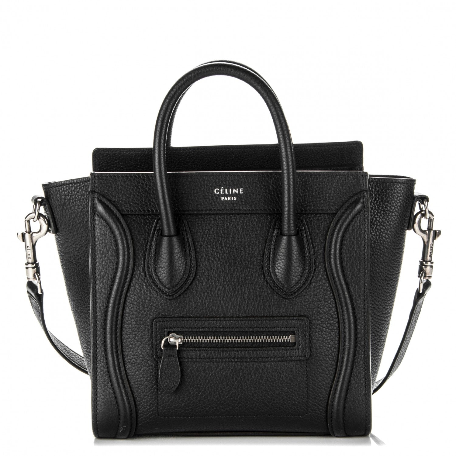 Celine Drummed Calfskin Nano Luggage Black 1 of 6