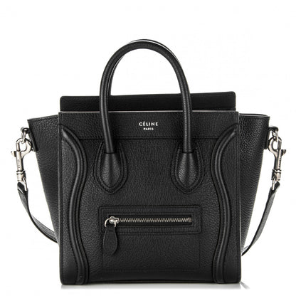Celine Drummed Calfskin Nano Luggage Black 1 of 6
