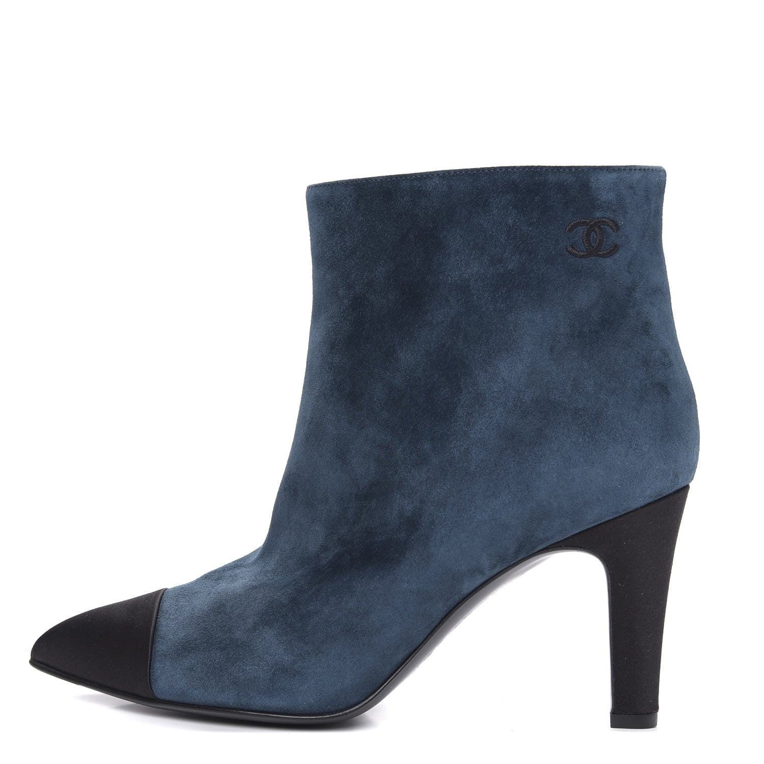 Chanel Suede Calfskin Satin Gabrielle Cap Toe Short Boots 39.5 Teal Black 1 of 8