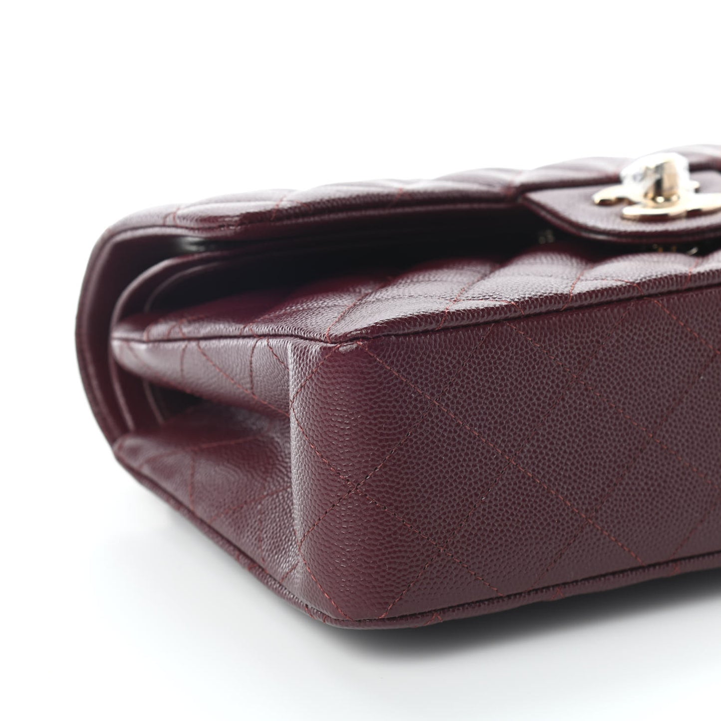 Caviar Quilted Small Double Flap Burgundy