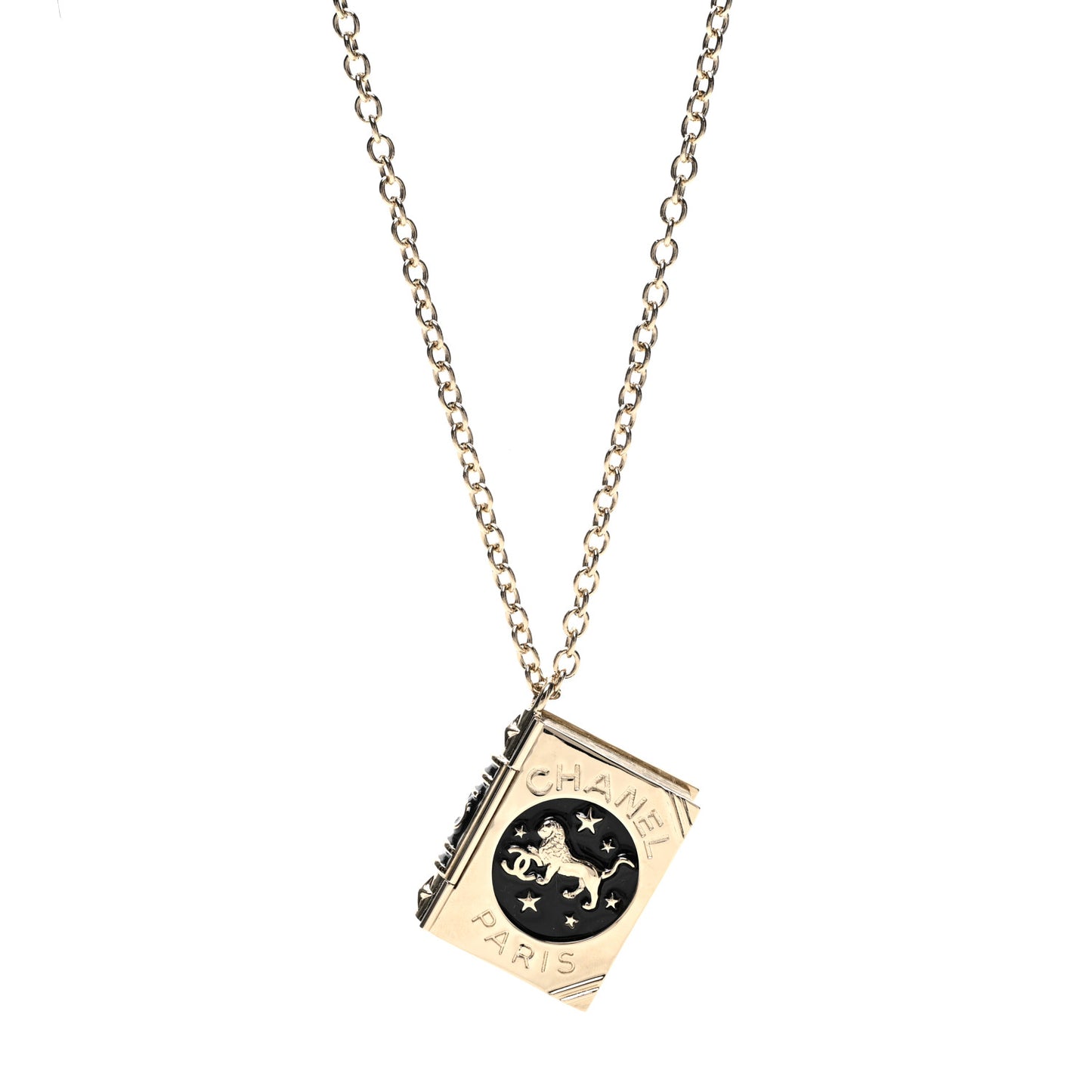 Metal Long Necklace Gold Black