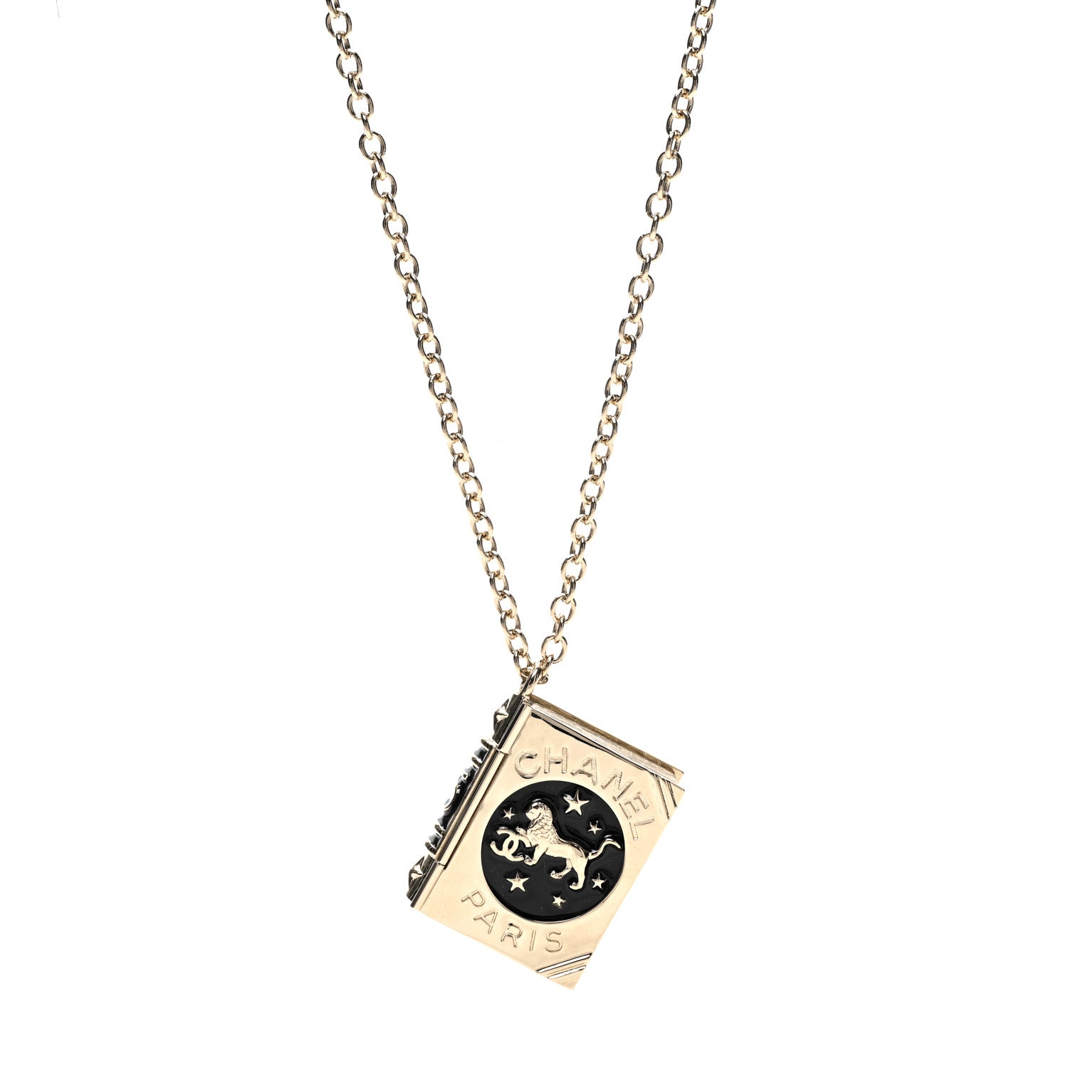 Chanel Metal Long Necklace Gold Black 1 of 8