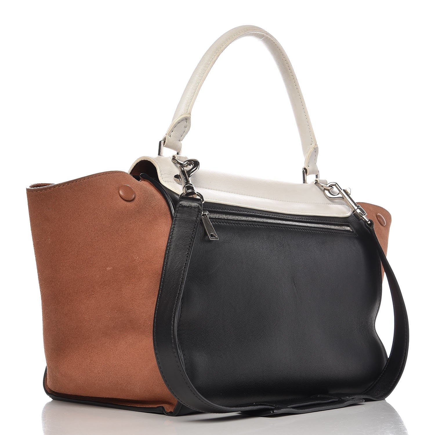 Celine Smooth Calfskin Suede Tri-Color Medium Trapeze White 3 of 7