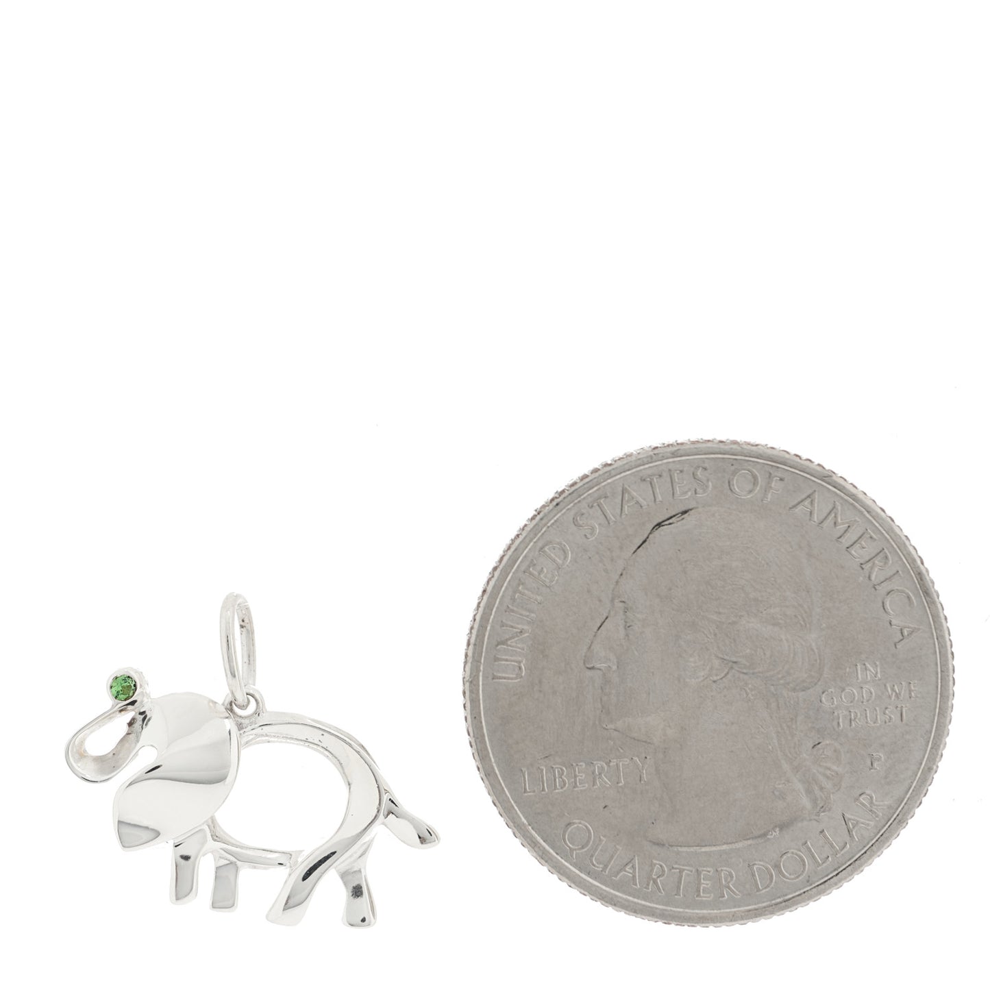 Sterling Silver Tsavorite Save the Wild Elephant Charm