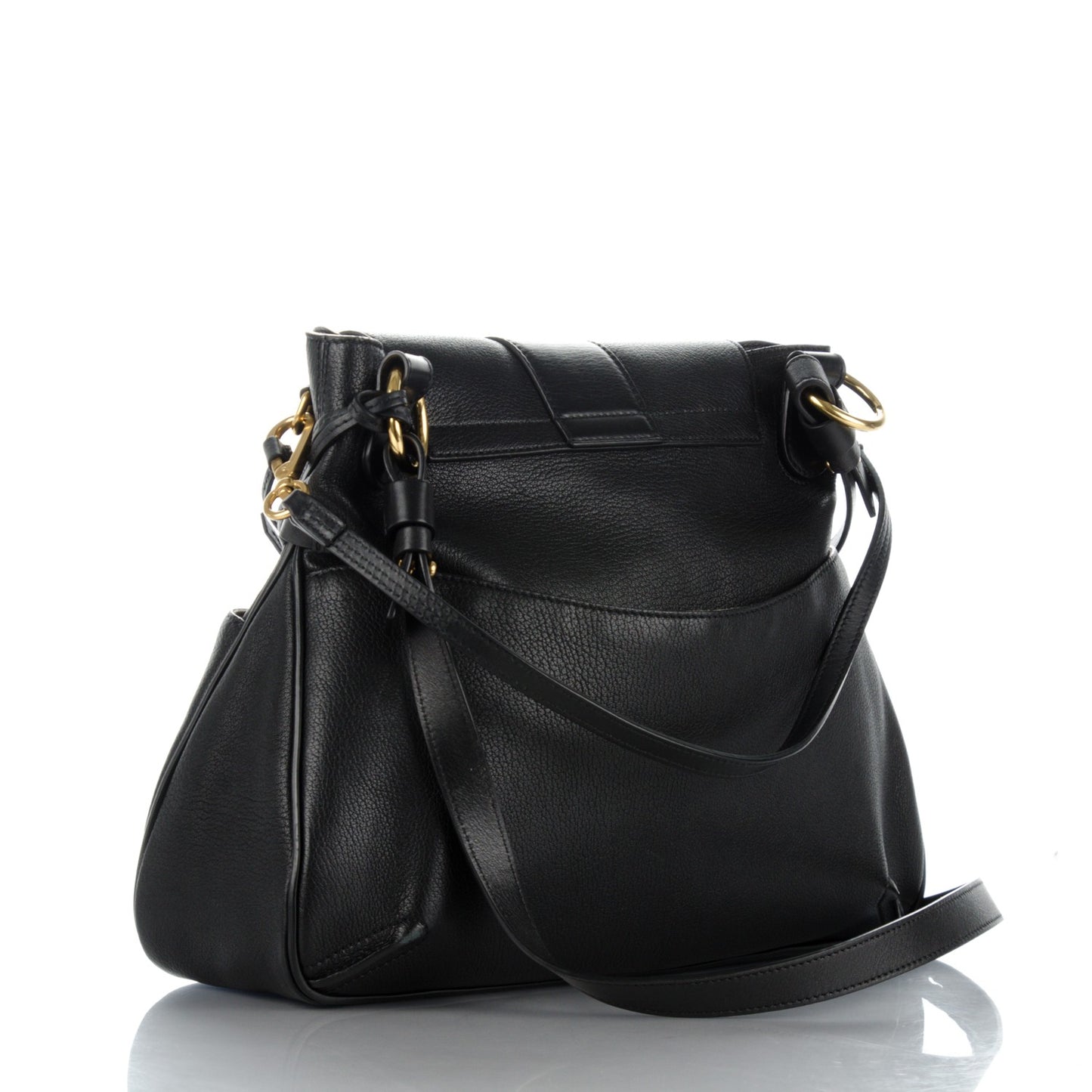 Grained Lambskin Calfskin Medium Lexa Shoulder Bag Black