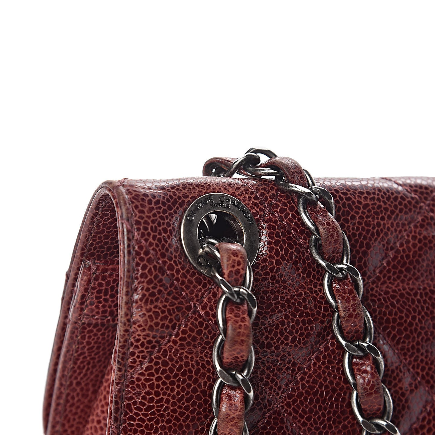 Crumpled Grained Calfskin Medium CC Crave Flap Bordeaux