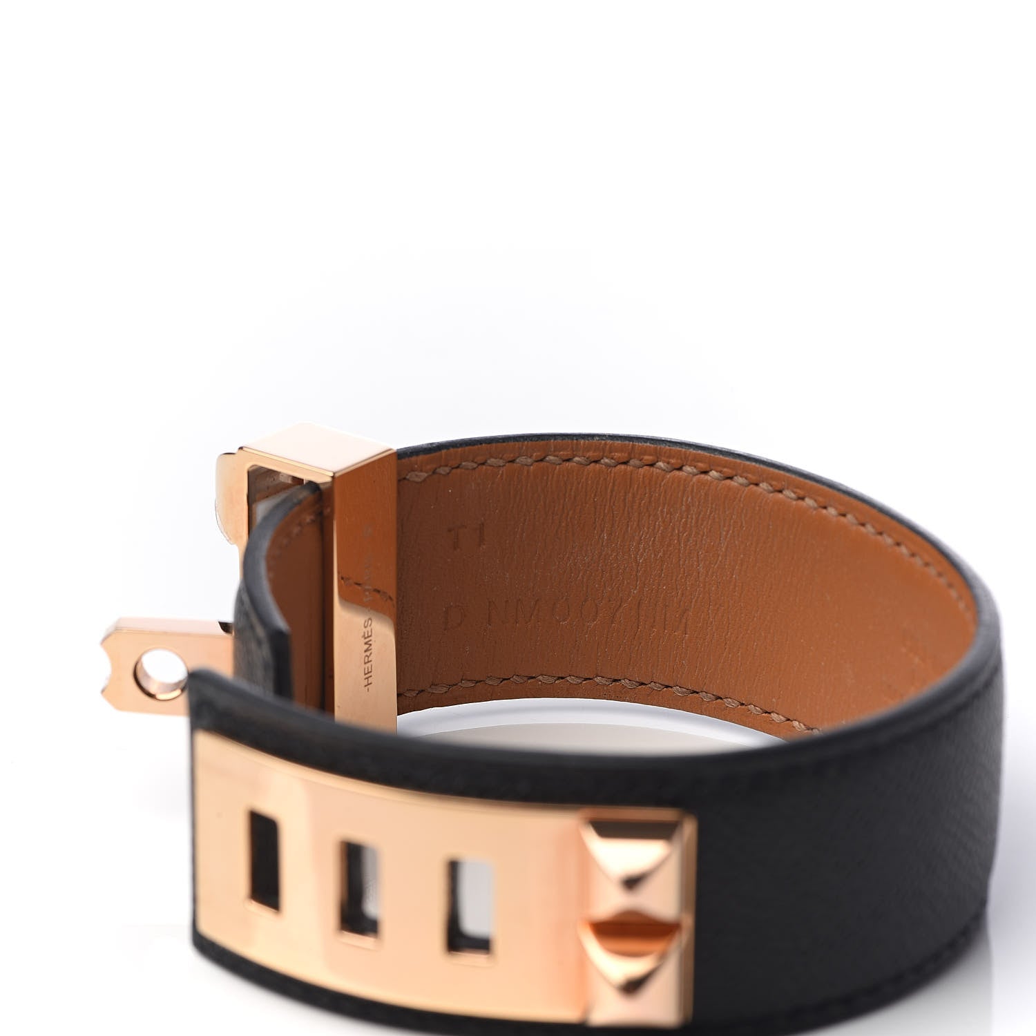 Hermes Madame Calfskin Collier de Chien 24 Bracelet T1 Black 4 of 5