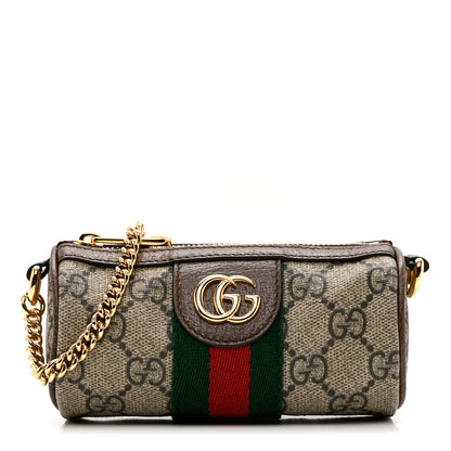 Gucci GG Supreme Monogram Web Ophidia Barrel Coin Purse Beige New Acero 1 of 6