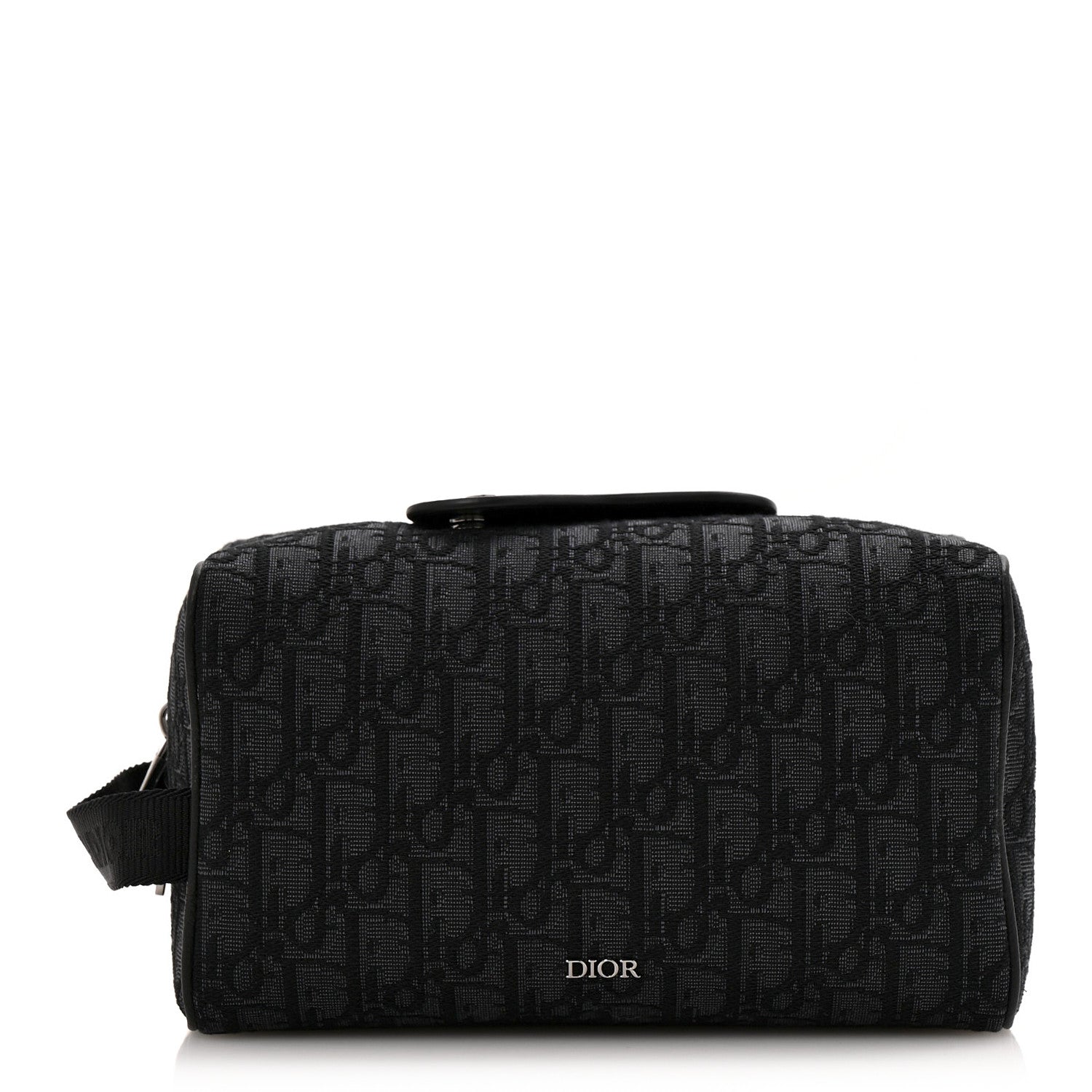 Christian Dior Oblique Jacquard Grained Calfskin Lingot Manity Toiletry Case Black 1 of 8