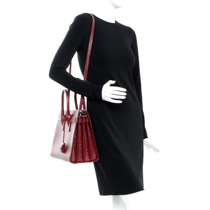 Saint Laurent Calfskin Crocodile Embossed Small Sac De Jour Rouge 2 of 13