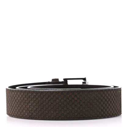 Louis Vuitton Suede Calfskin Mini Damier Belt 90/36 Moka 2 of 6