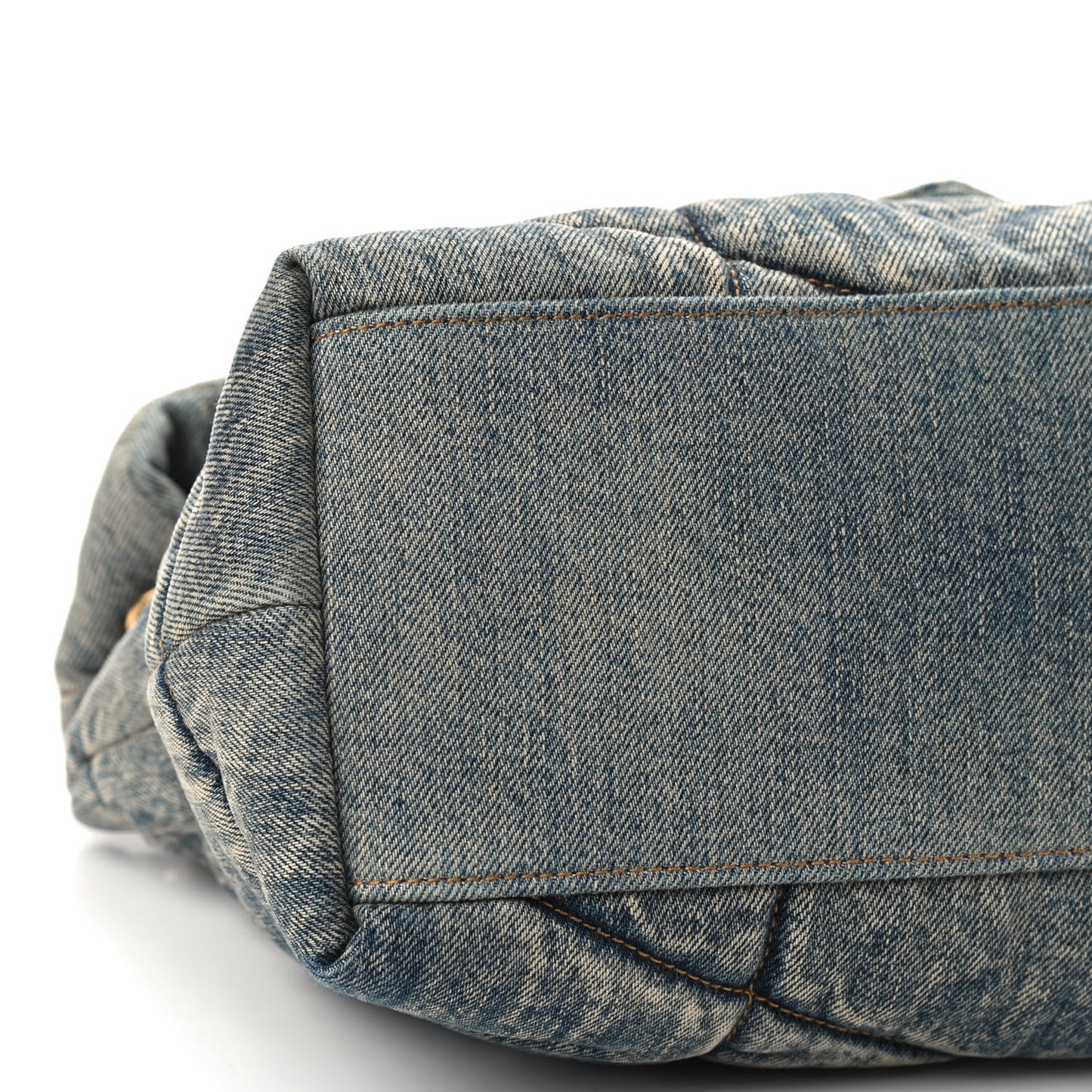 Denim Quilted Medium Loulou Puffer Monogram Chain Satchel Blue Black