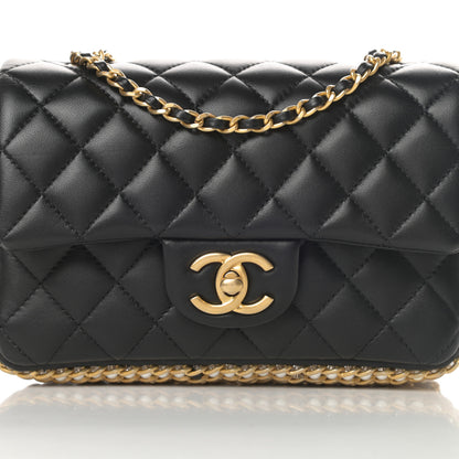 Chanel Lambskin Quilted Mini River of Pearls Flap Bag Black 8 of 12