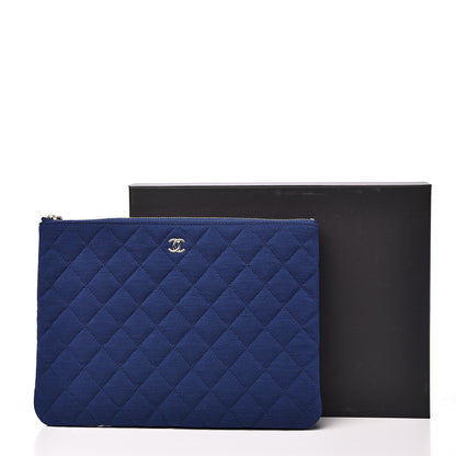 Chanel Jersey Quilted Medium Cosmetic Case Blue 8 of 8