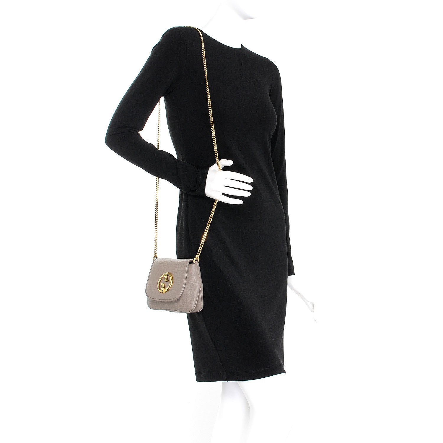 Gucci Pebbled Calfskin Small 1973 Chain Shoulder Bag Porcelain Rose 2 of 8