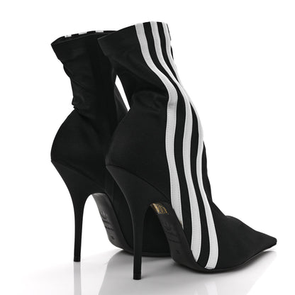 Balenciaga X ADIDAS Matte Spandex Pointed Toe Knife 110mm Ankle Boots 36 Black White 4 of 7