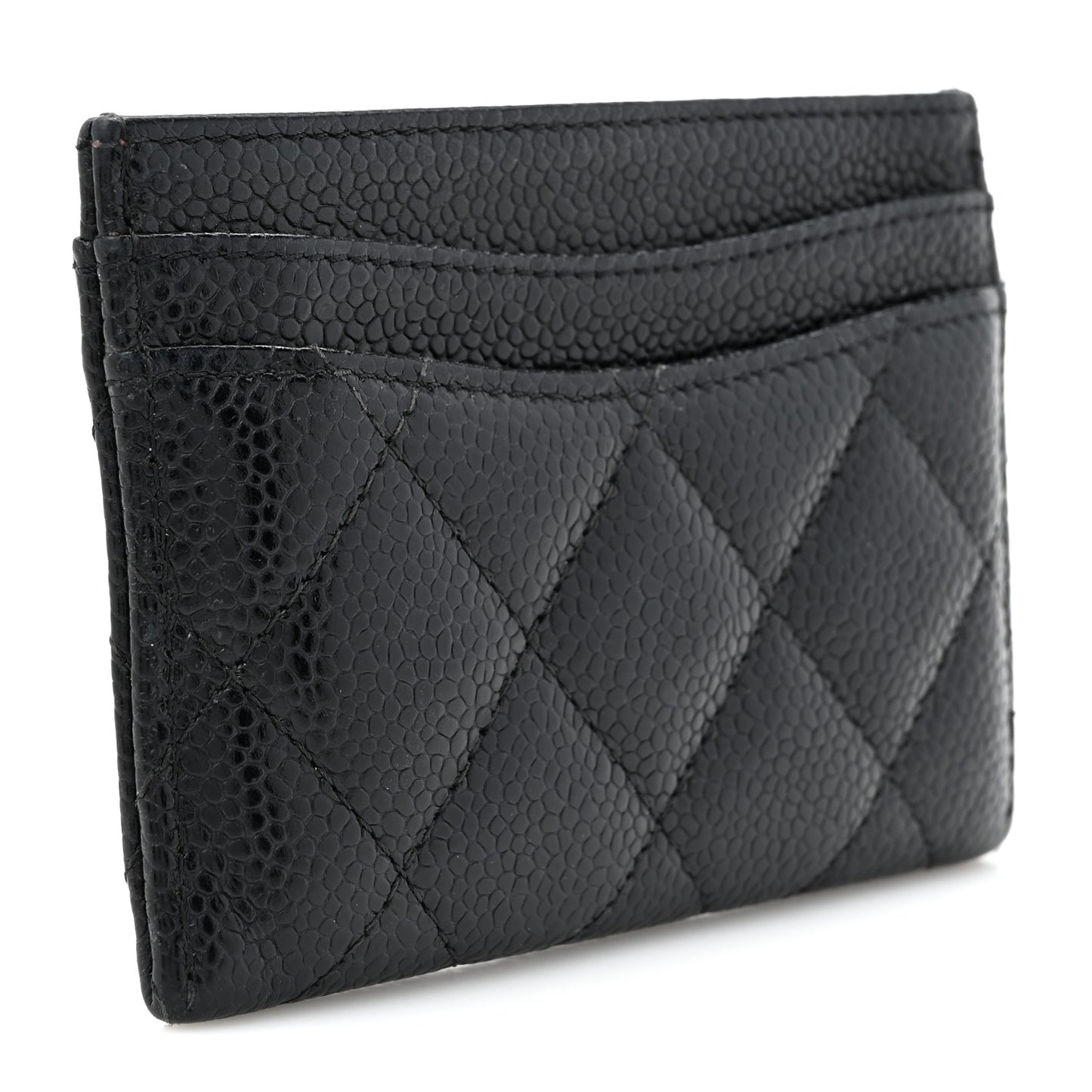 Caviar Quilted Card Holder Black