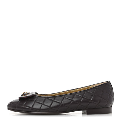 Chanel Lambskin Quilted CC Ballerina Flats 40 Dark Purple 1 of 12