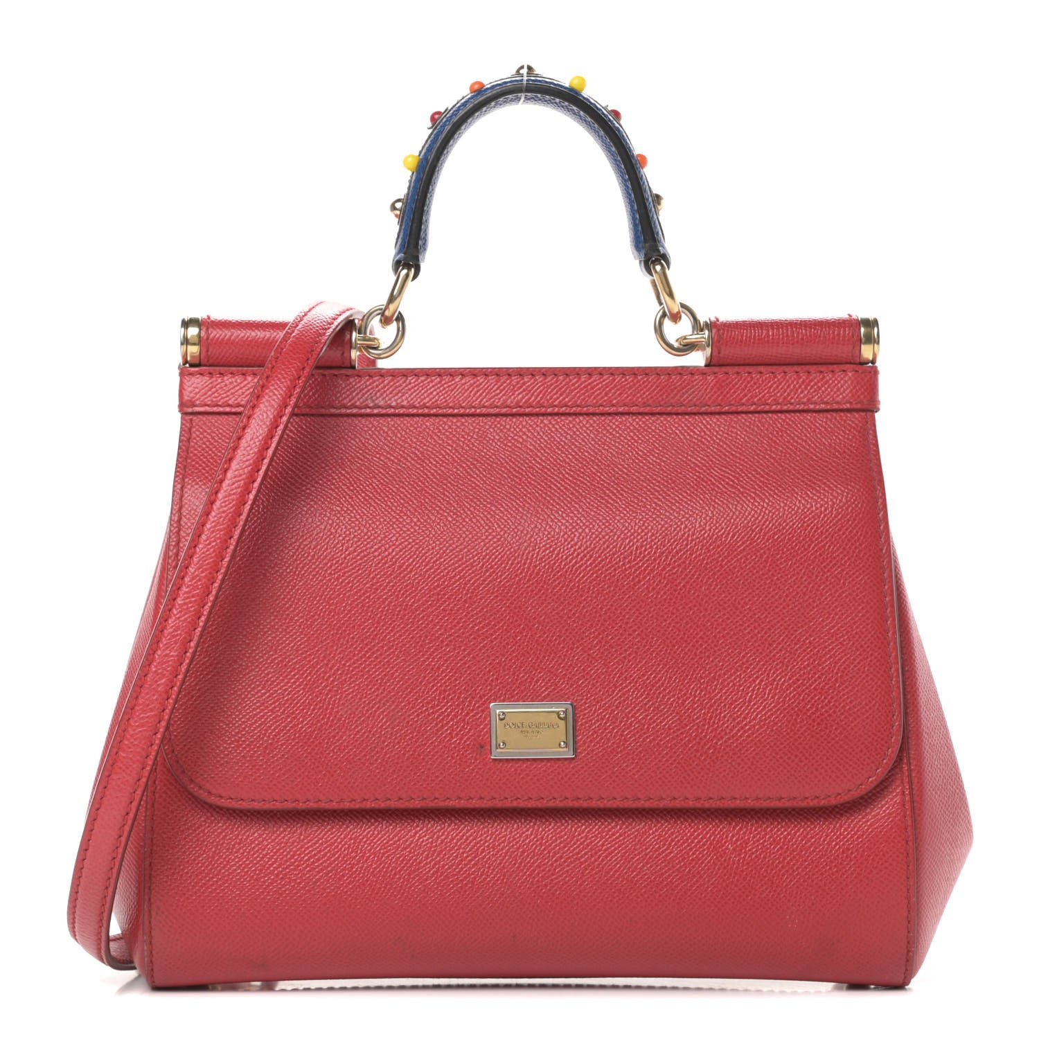 Dolce & Gabbana Dauphine Embellished Medium Miss Sicily Satchel Red 1 of 16