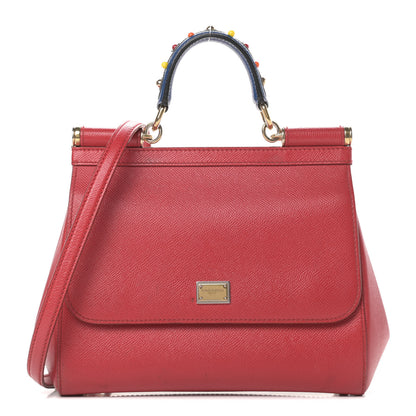 Dolce & Gabbana Dauphine Embellished Medium Miss Sicily Satchel Red 1 of 16