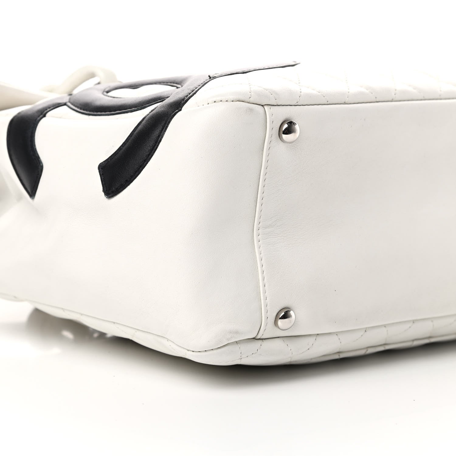 Chanel Calfskin Quilted Large Cambon Flap White Black 9 of 17