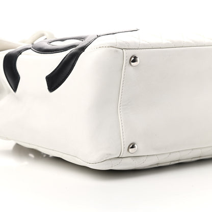 Chanel Calfskin Quilted Large Cambon Flap White Black 9 of 17