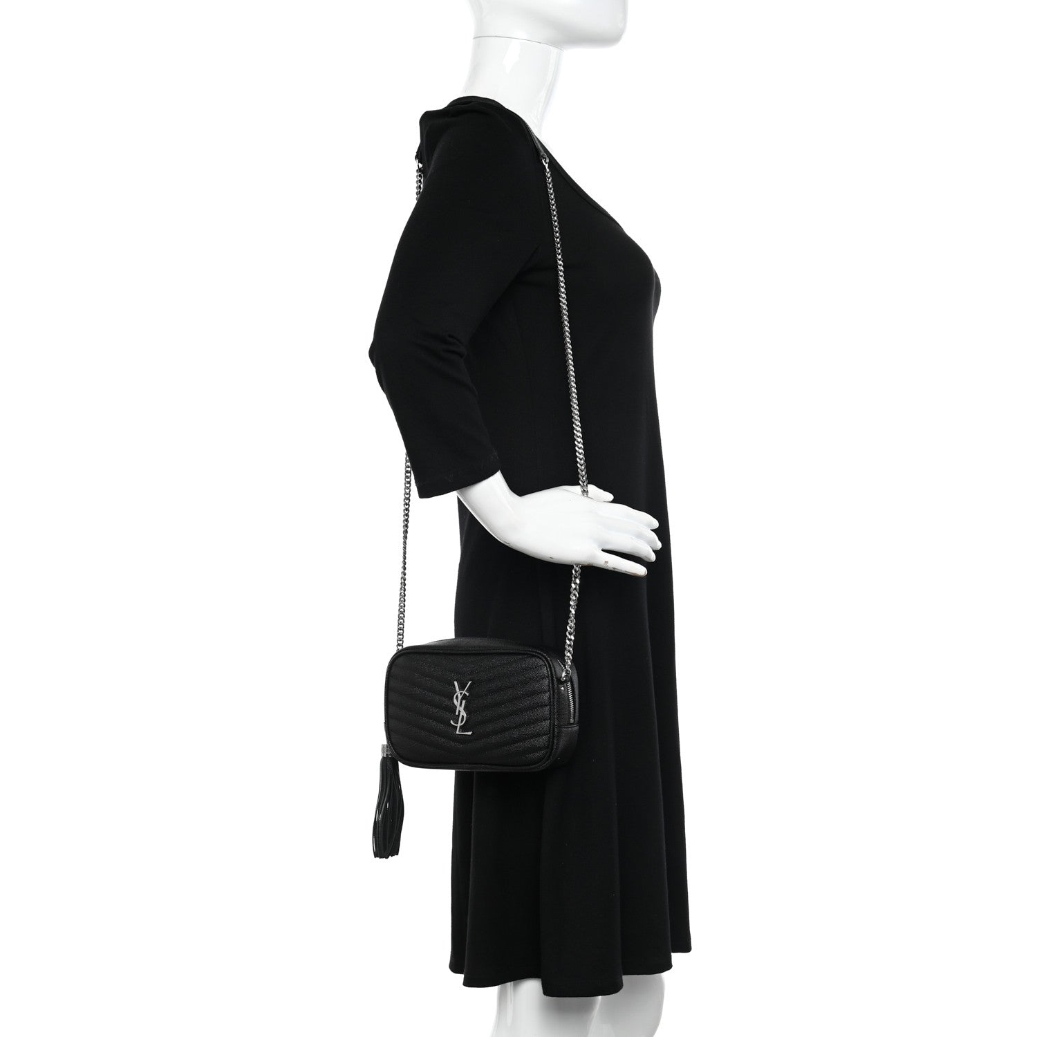Saint Laurent Grain De Poudre Matelasse Monogram Mini Lou Camera Bag Black 2 of 11
