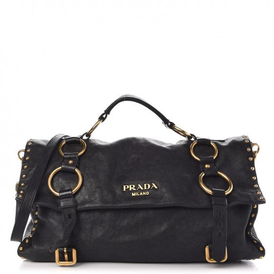 Nappa Studded Aviator Satchel Blue