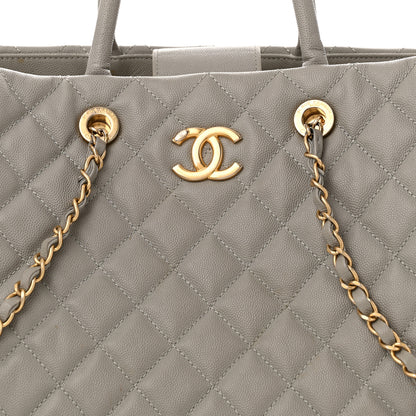 Chanel Caviar Quilted Large Coco Handle Shopping Tote Grey 8 of 13