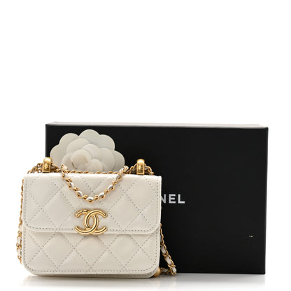 Chanel Calfskin Quilted Perfect Fit Coin Purse With Chain White 15 of 15