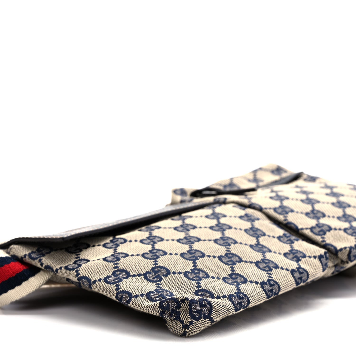 Gucci GG Monogram Web Double Pocket Belt Bag Navy 7 of 8