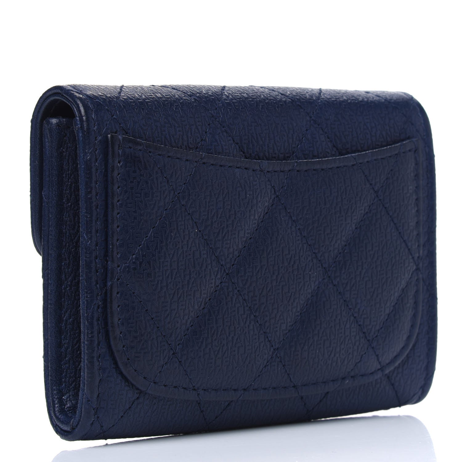 Chanel Letter Calfskin Embossed Quilted Card Holder Dark Blue 2 of 6