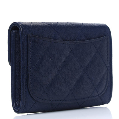 Chanel Letter Calfskin Embossed Quilted Card Holder Dark Blue 2 of 6