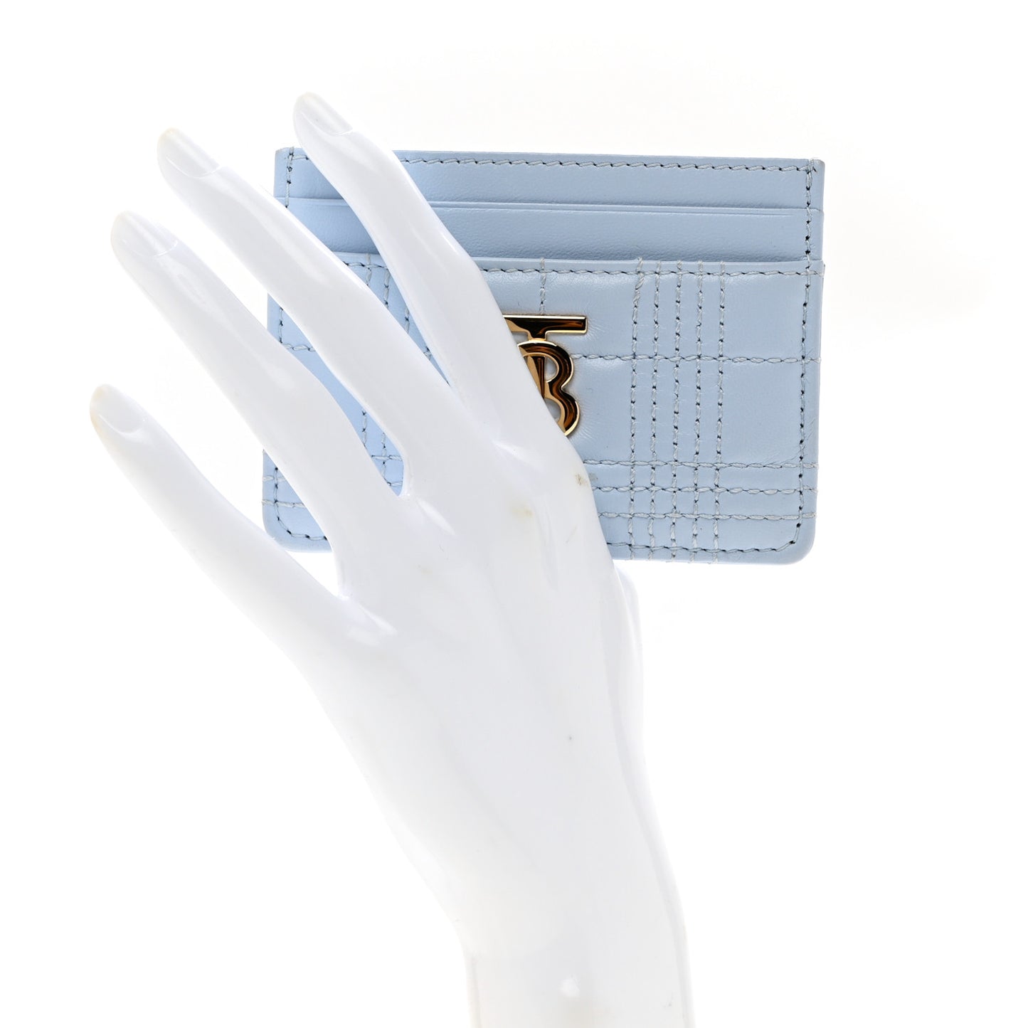 Lambskin Quilted Small Lola Card Holder Pale Blue