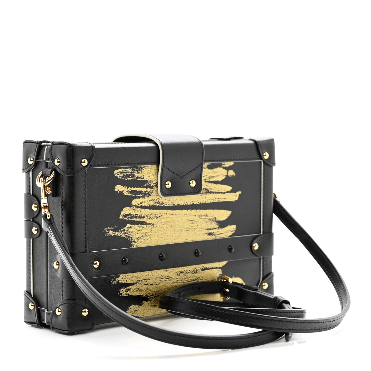 Calfskin Golden Light Petite Malle Black