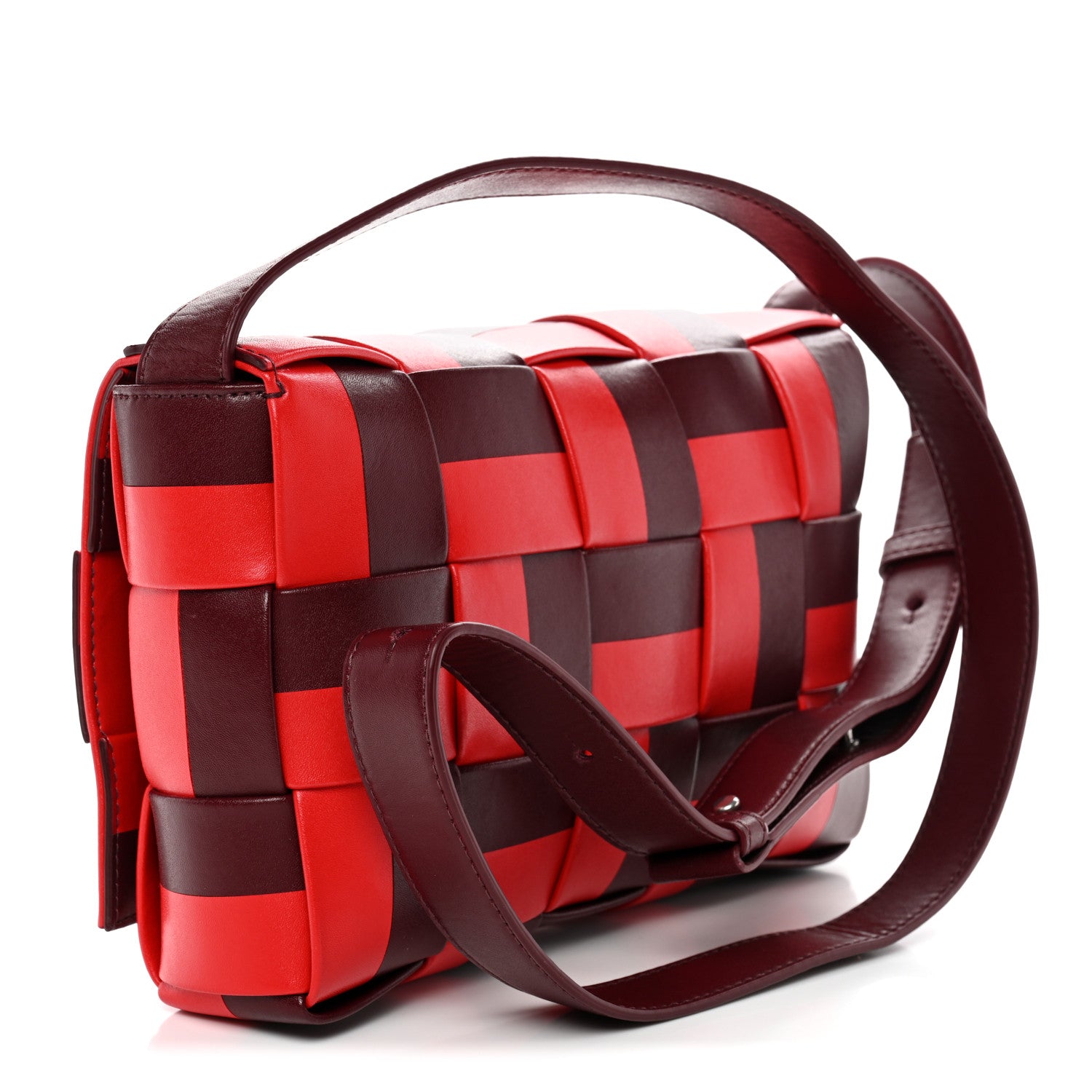 Bottega Veneta Nappa Maxi Intrecciato Cassette Crossbody Bag Barolo Bright Red 3 of 10