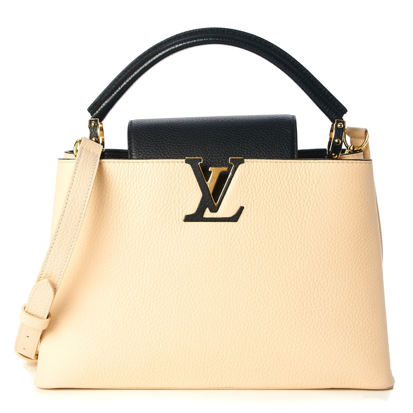 Taurillon Capucines PM Creme Black