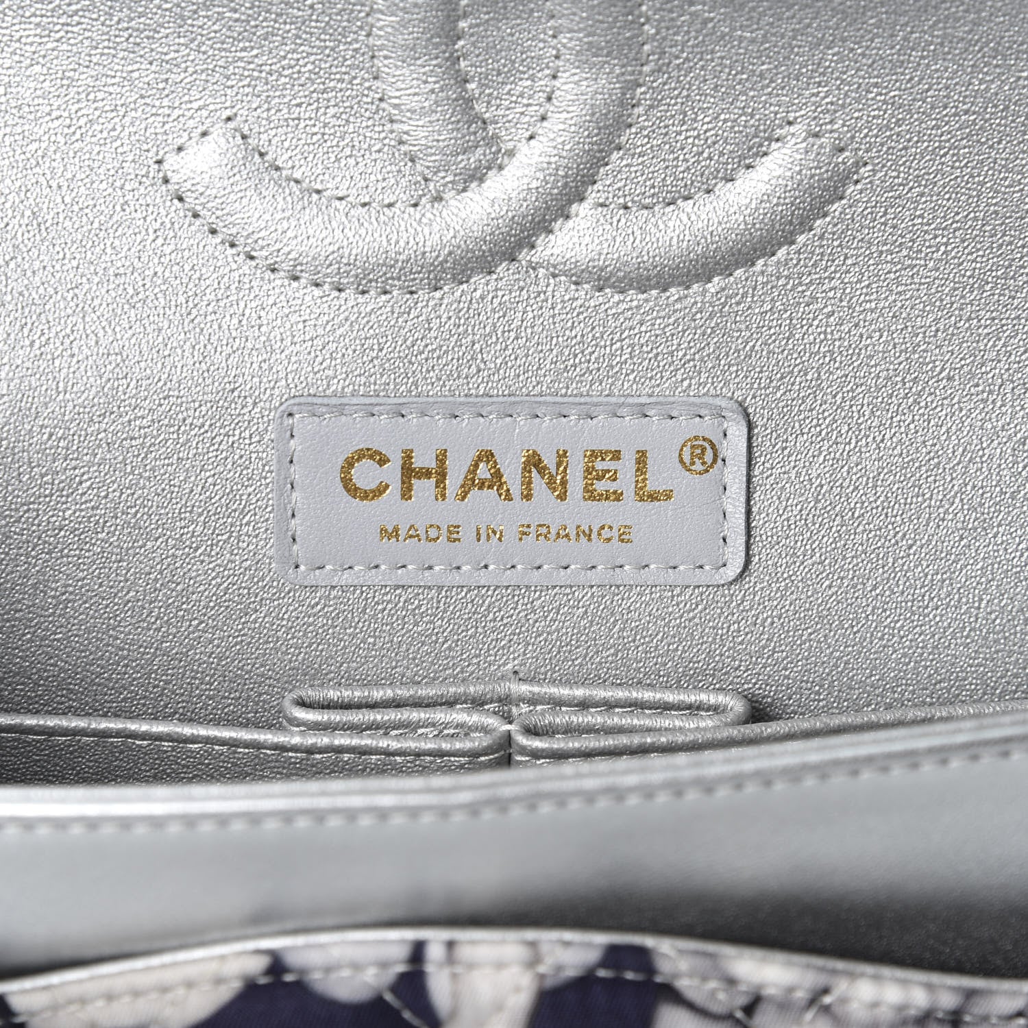 Chanel Nylon Quilted Medium Cat Emoticon Double Flap Navy Grey Ecru 7 of 10