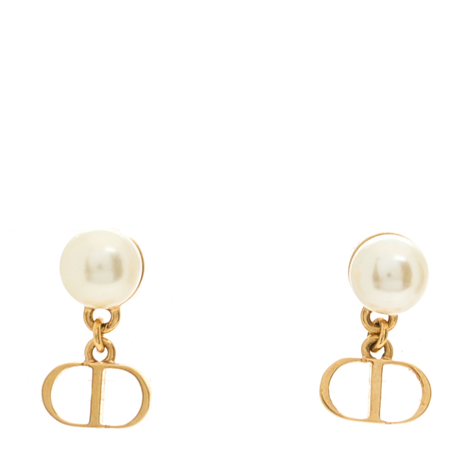 Christian Dior Pearl Heart Tribal Dioramour Earrings Gold Red 2 of 5