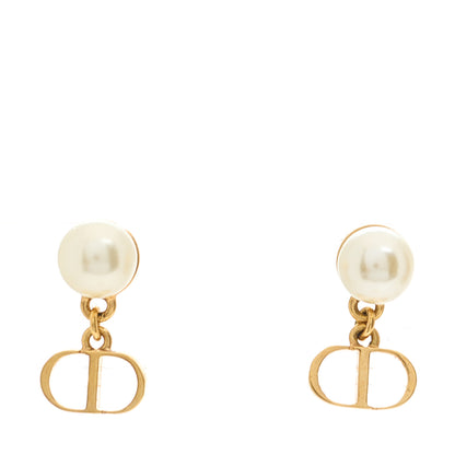 Christian Dior Pearl Heart Tribal Dioramour Earrings Gold Red 2 of 5