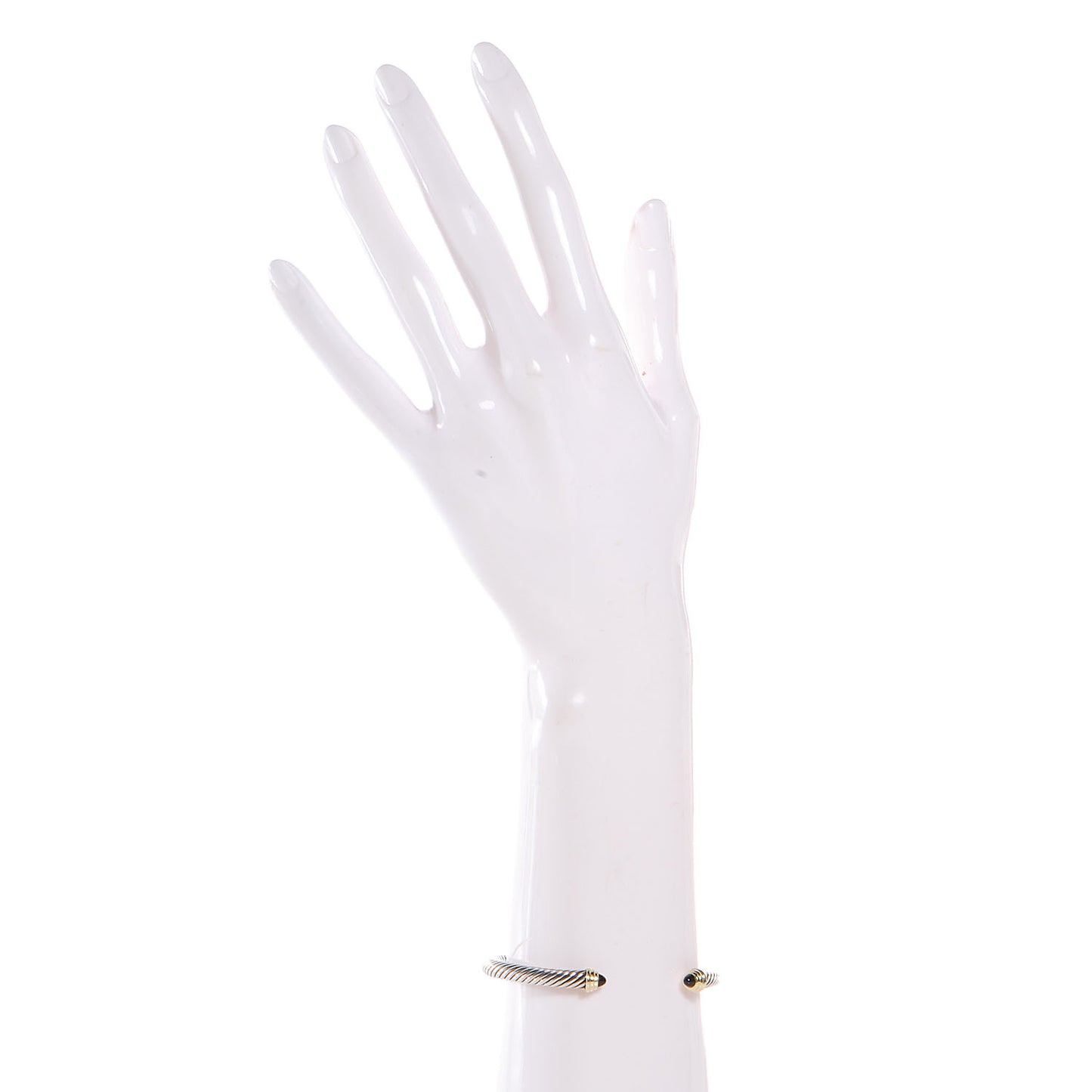 Sterling Silver 14K Yellow Gold Black Onyx 5mm Cable Classics Bracelet