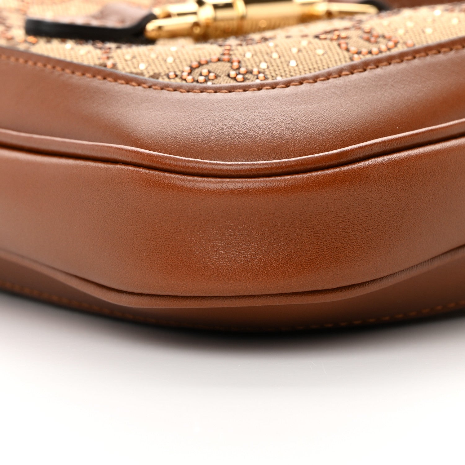 Gucci New Canvas Charisma Calfskin Crystal GG Monogram Mini Jackie 1961 Hobo Camel Ebony 10 of 12