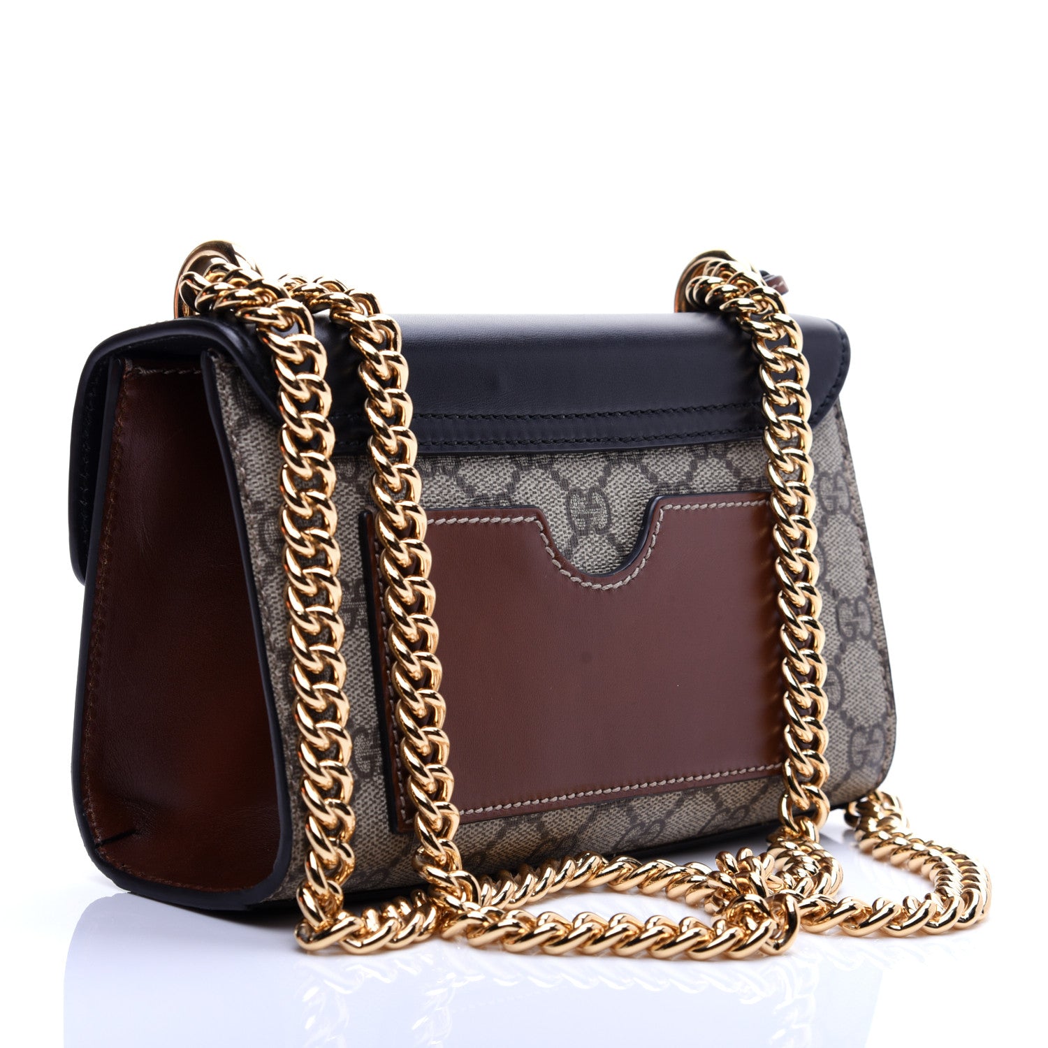 Gucci GG Supreme Monogram Calfskin Small Padlock Shoulder Bag Beige Black Cuir 3 of 13
