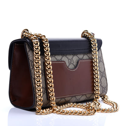 Gucci GG Supreme Monogram Calfskin Small Padlock Shoulder Bag Beige Black Cuir 3 of 13