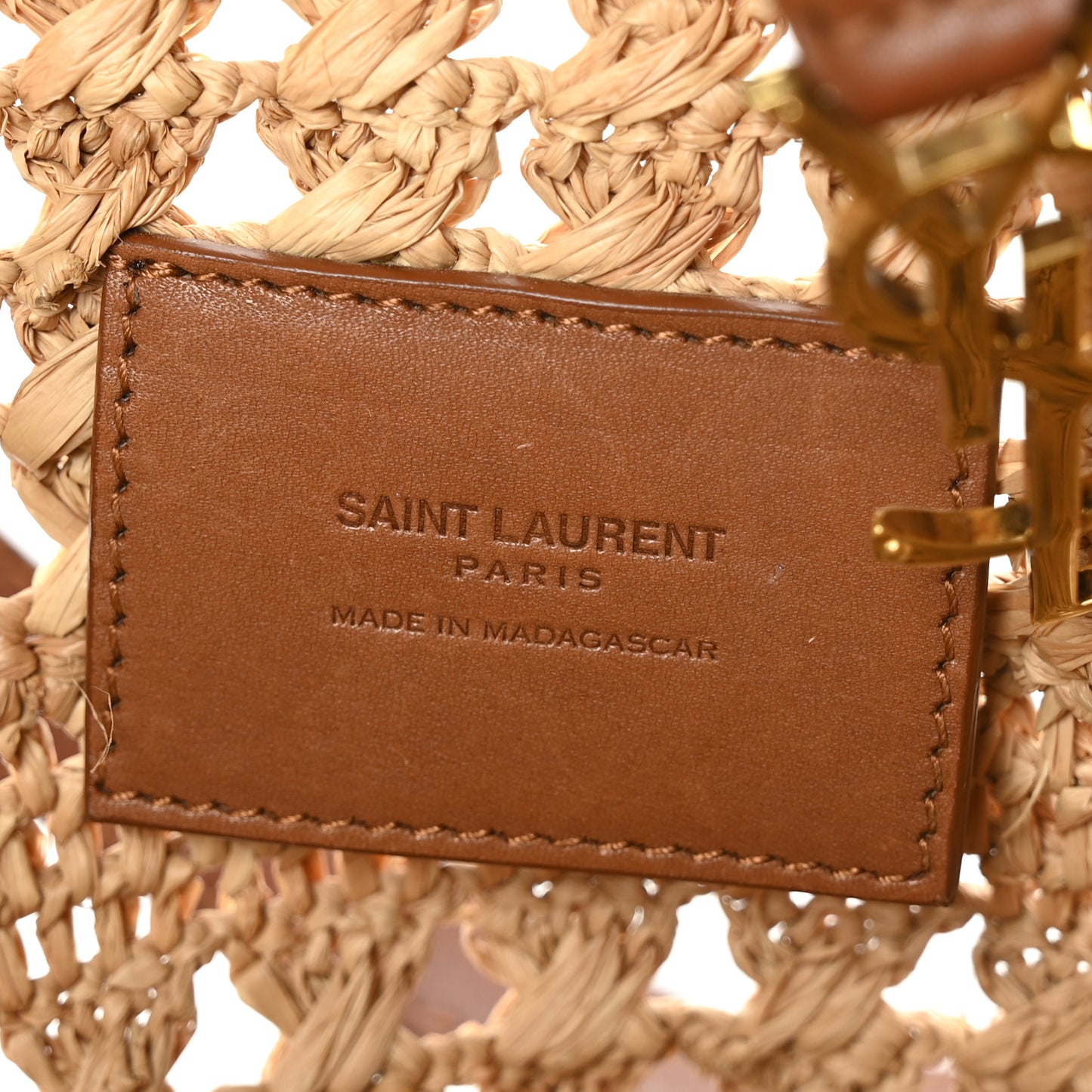Raffia Calfskin Small Panier Tote Naturel