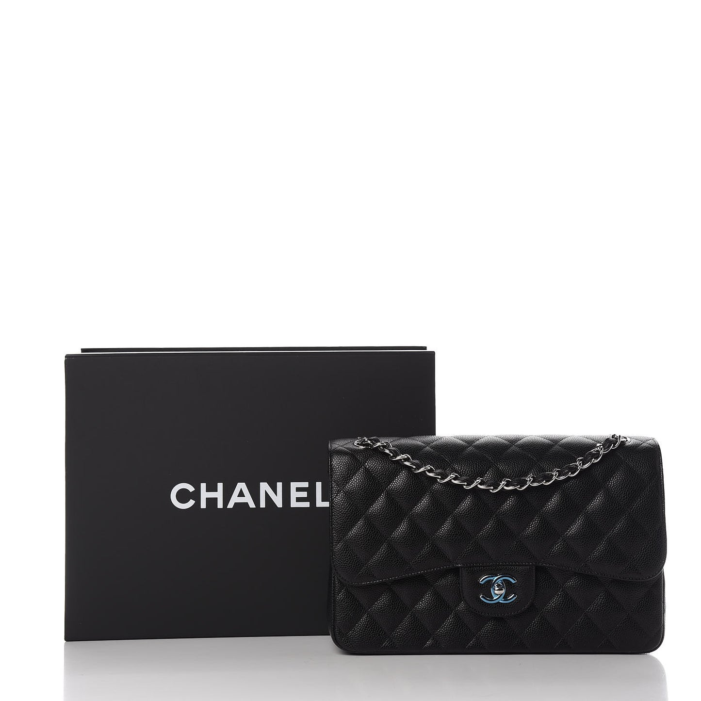Caviar Quilted Jumbo Double Flap Black