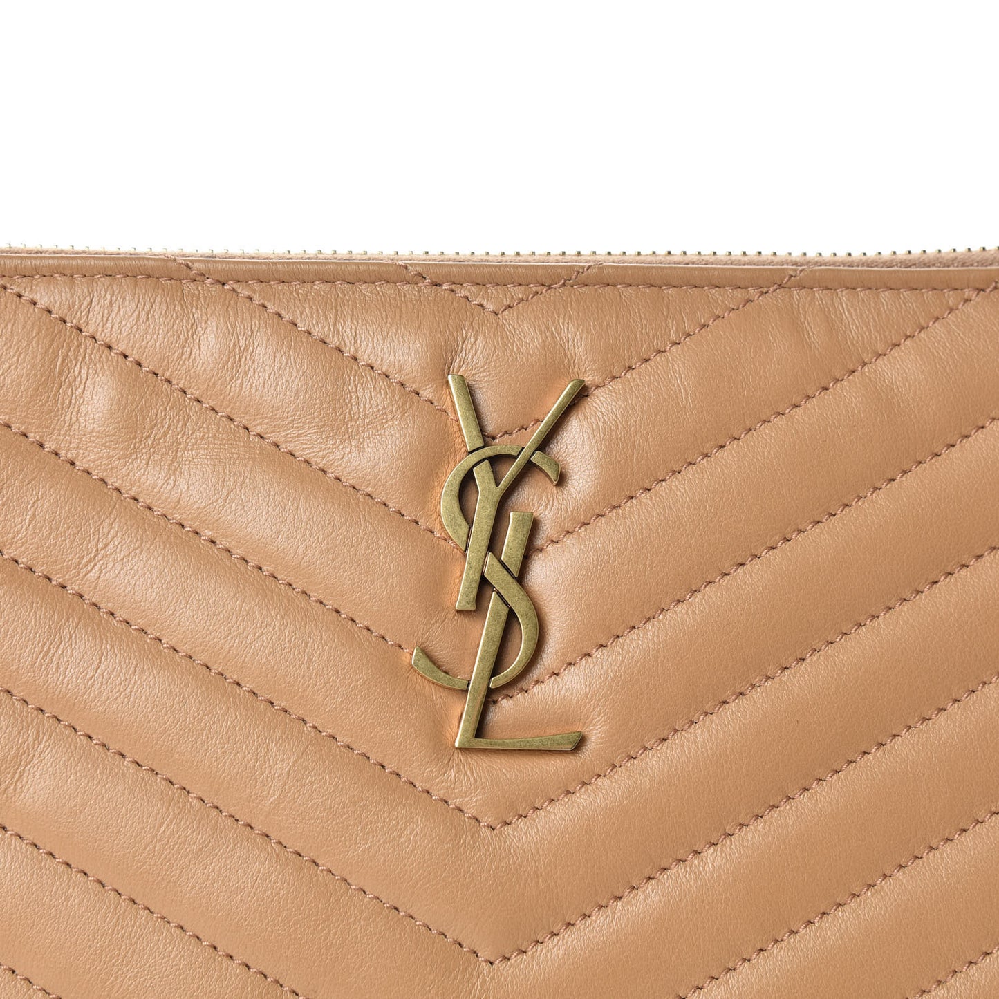 Calfskin Matelasse Chevron Monogram A5 Wristlet Dune