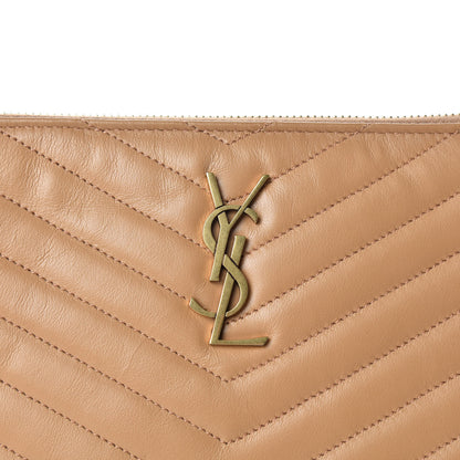 Saint Laurent Calfskin Matelasse Chevron Monogram A5 Wristlet Dune 9 of 10